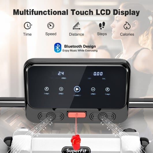 2.25 HP Electric Motorized Folding Running Treadmill Machine with LED Display-Black