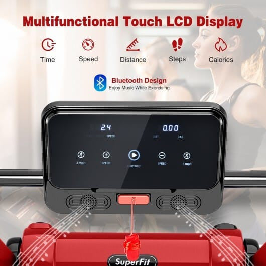 2.25 HP Electric Motorized Folding Running Treadmill Machine with LED Display-Black